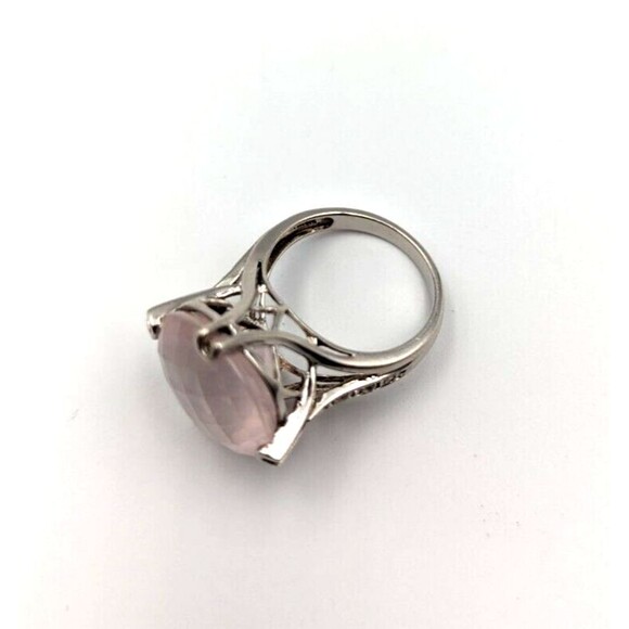 Sterling Silver 925 Checkerboard Cut Pink Chalcedony Clear Topaz Ring Sz 6 - Picture 14 of 16